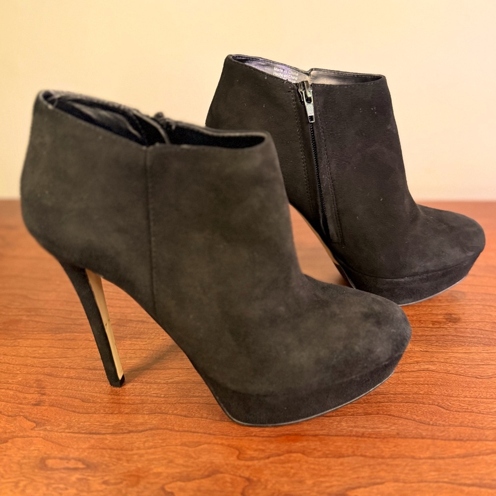 Aldo Black Platform Heeled Leather Ankle Boots